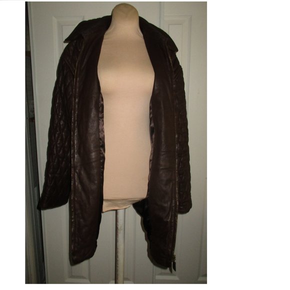 LAUREL  ESCADA BROWN QUILTED LEATHER JACKET SZ 36 - Picture 4 of 10
